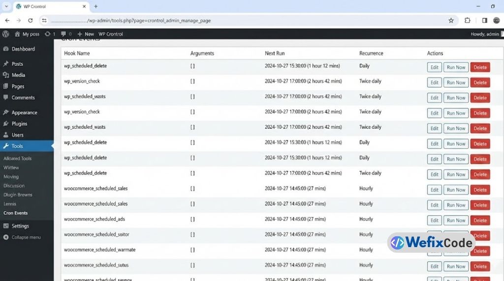 verify on wp control panel wefixcode